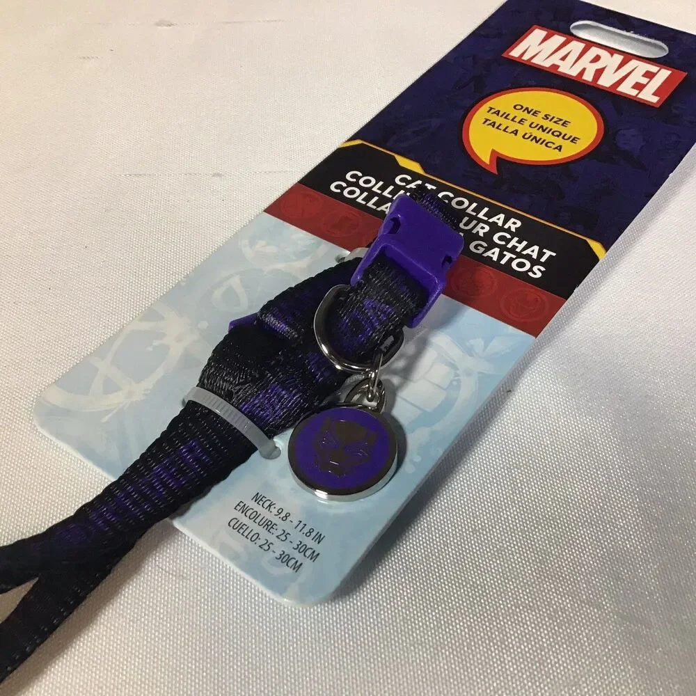 Disney Marvel Cat Collar Black Panther Wakanda Forever Black Purple New